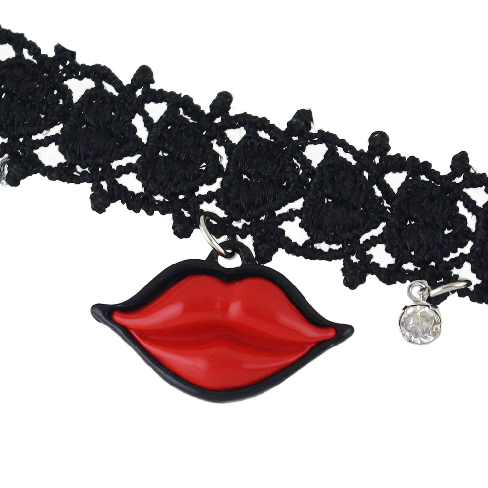 Boho Chic Beach Barefoot Sandals Foot Jewelry Anklets Black Tattoos Lace with Rhinestone Red Lip Charm | Украшения и аксессуары