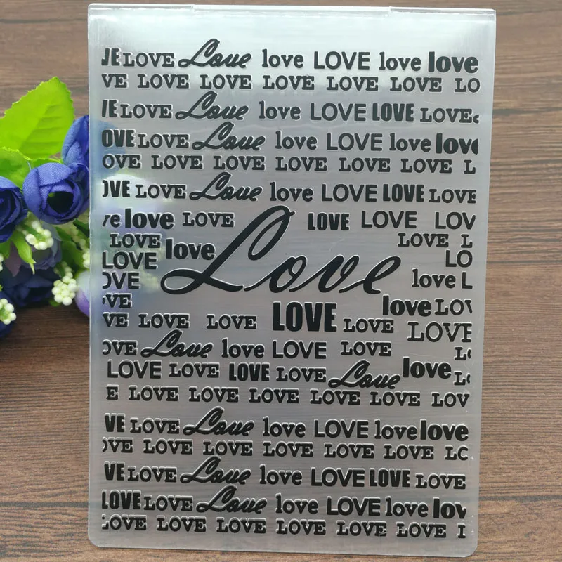 Пластиковые тисненые папки с надписью LOVE для рукоделия скрапбукинга