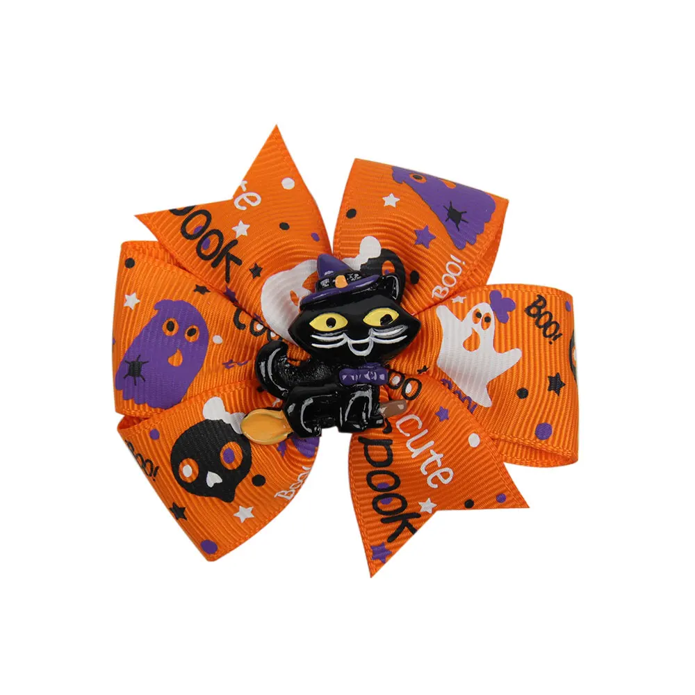 2Pcs3 &quotХэллоуин Мини волосы банты для девочек Печать заколки волос Grosgrain