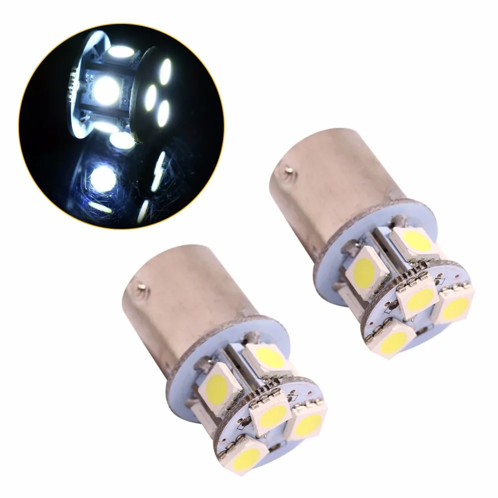 2 шт. белый BA15S R5W 1156 5050 8SMD Светодиодные Автомобильные тормозные лампы