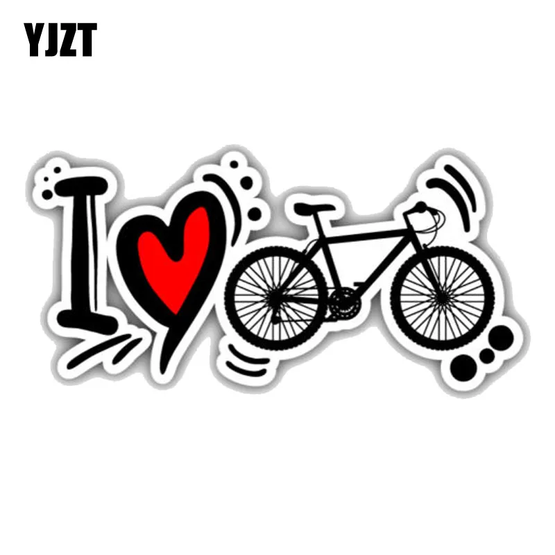 YJZT 12 7 см * 5 8 забавная ПВХ наклейка I Love Велоспорт для мотоцикла и автомобиля 11