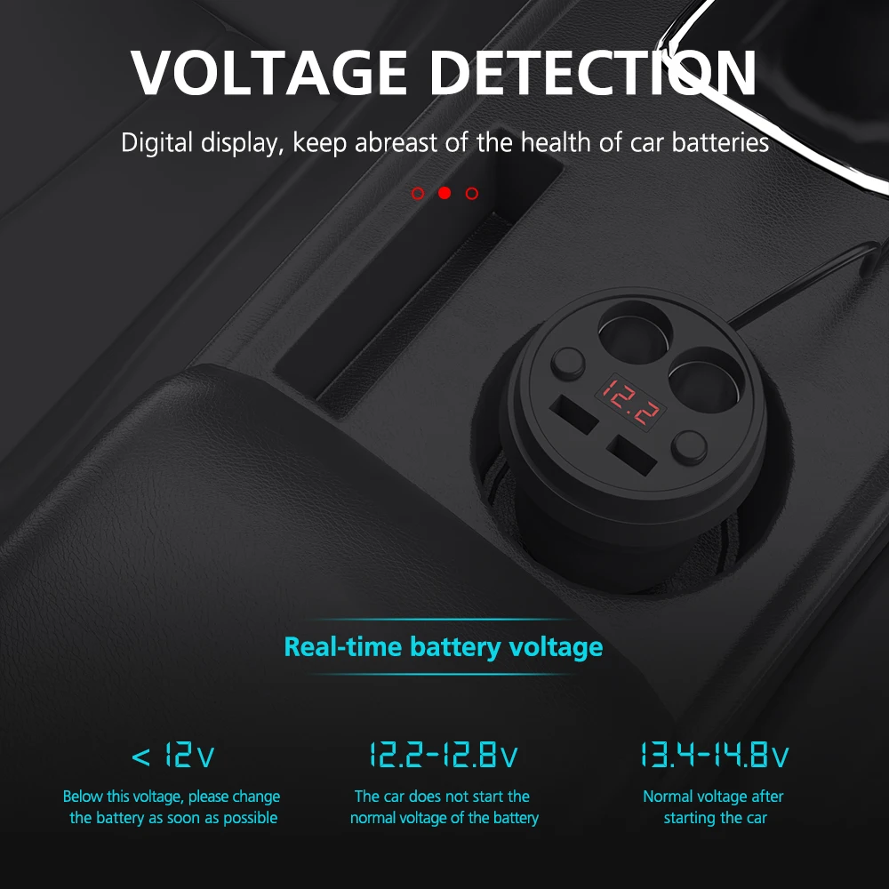 Автомобильное зарядное устройство KEYSION 3 1 а/120 Вт двойной USB светодиодный дисплей