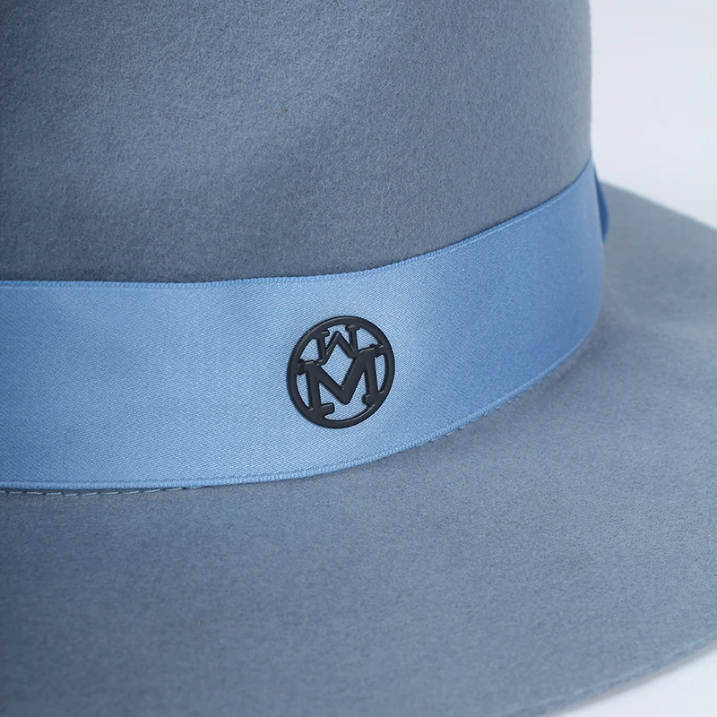 Осенне-зимняя шерстяная Федора ROSLEUOSI шляпа для женщин с широкими полями фетровые