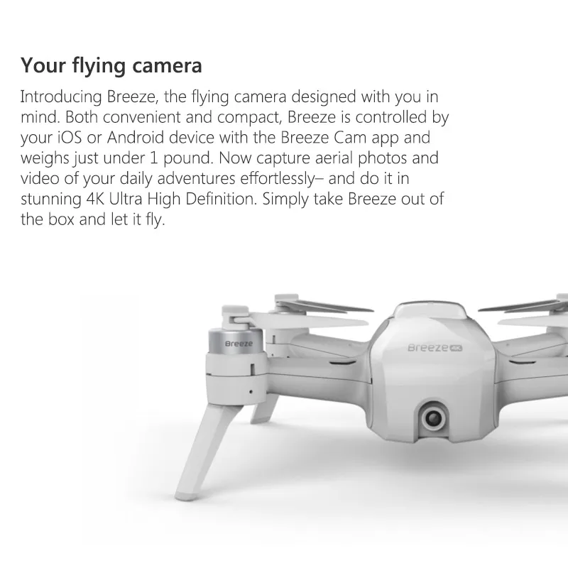 YUNEEC Breeze 4K селфи Дрон Wi-Fi FPV с 13MP 4K HD камерой приложение управление RC Квадрокоптер дроны