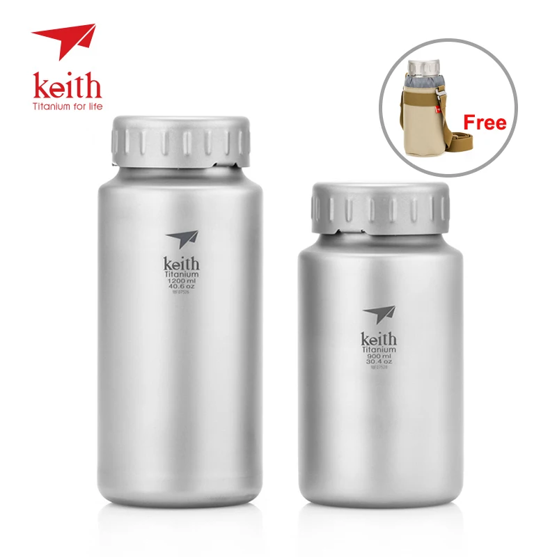 Большой титановый чайник Keith без резьбы с сумкой большая емкость внешний диаметр