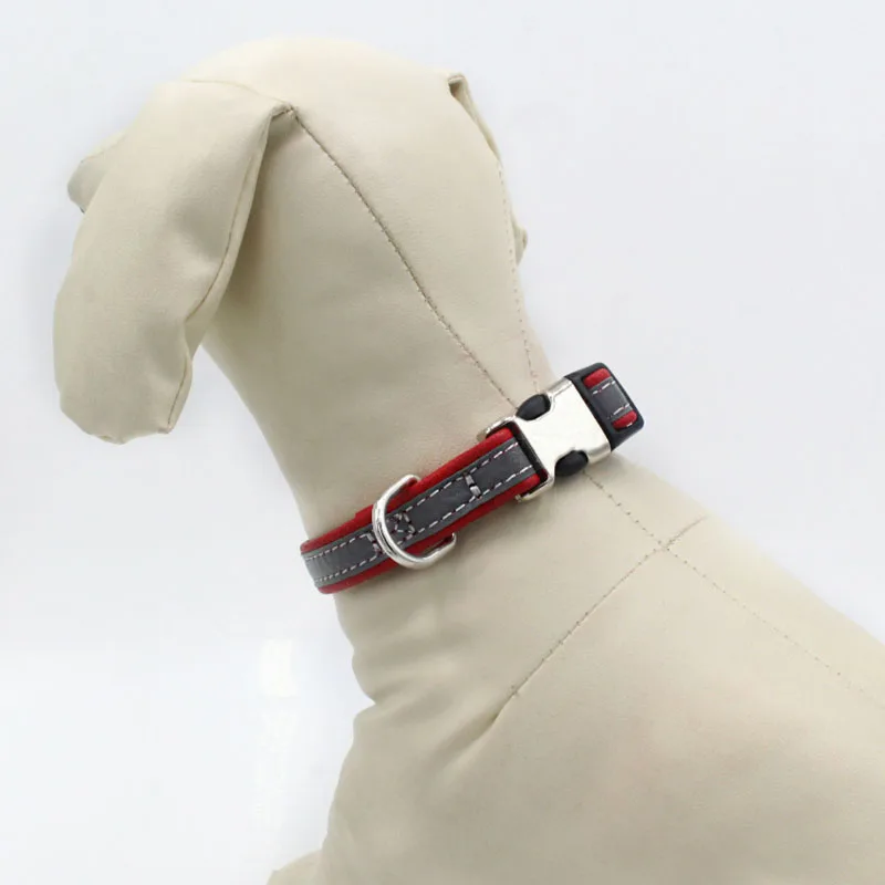 Светоотражающий собачий ошейник с прочной металлической пряжкой удобные мягкие