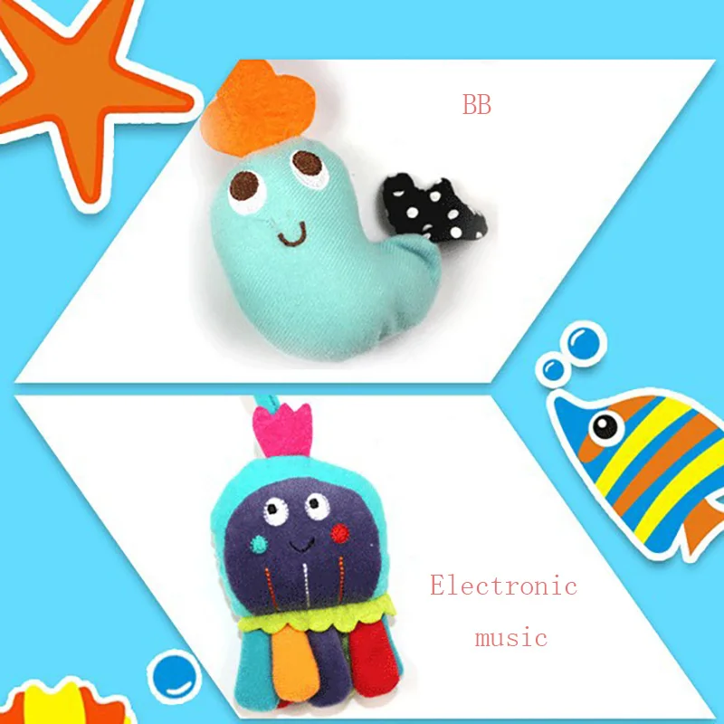 

Baby Rattle Toys Ocean Fish Musical Crib Mobile Bed Bell for 0-12 Months Newborn Kids Hand Bell Multifunctional Plush Toy -30