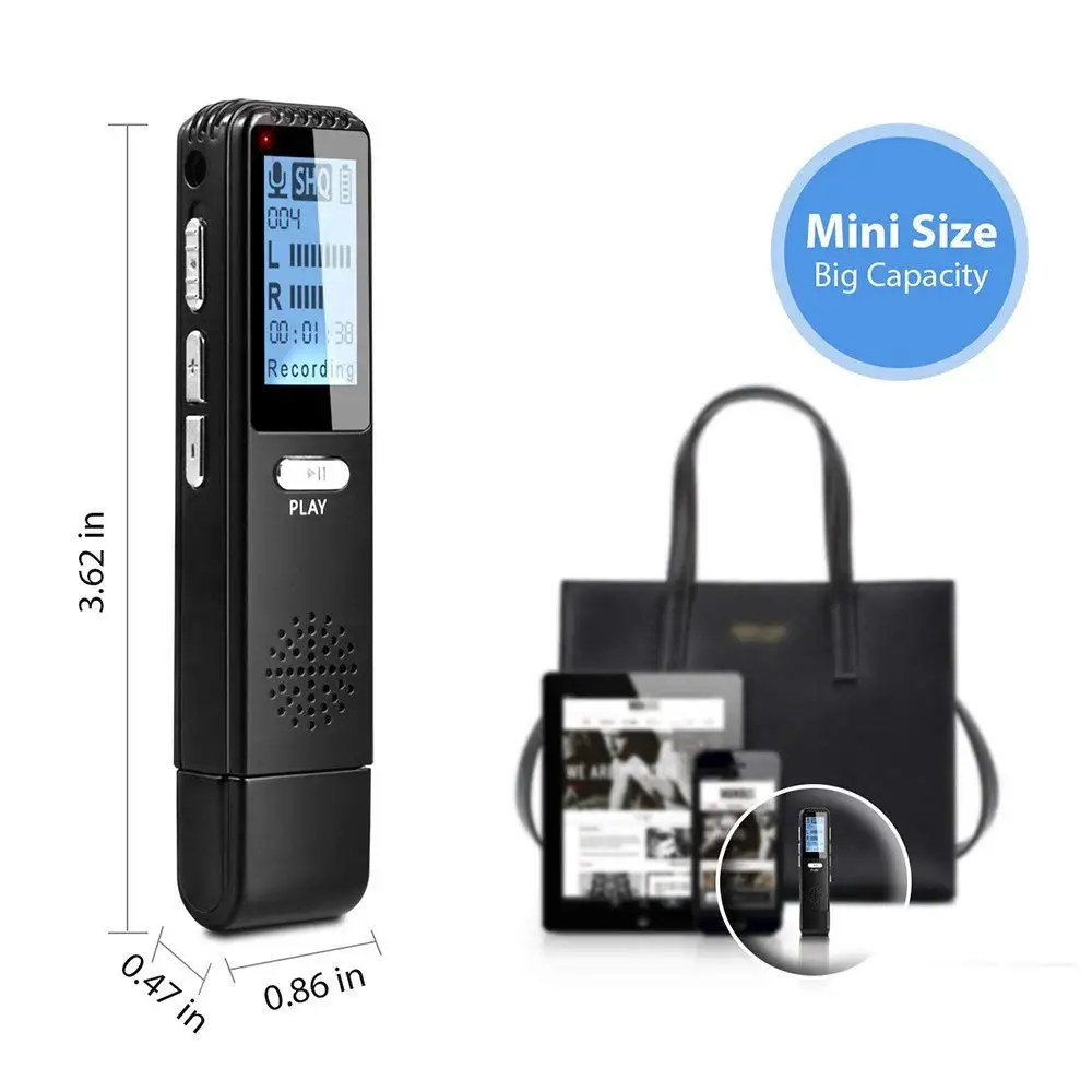 Vandlion 8G 16G Мини цифровой Аудио Диктофон стерео MP3 музыкальный плеер черный