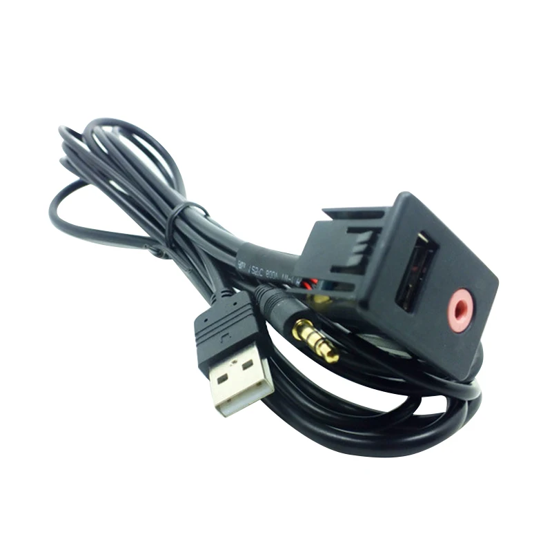 Автомобильный USB AUX разъем для наушников со штекером монтажный адаптер с