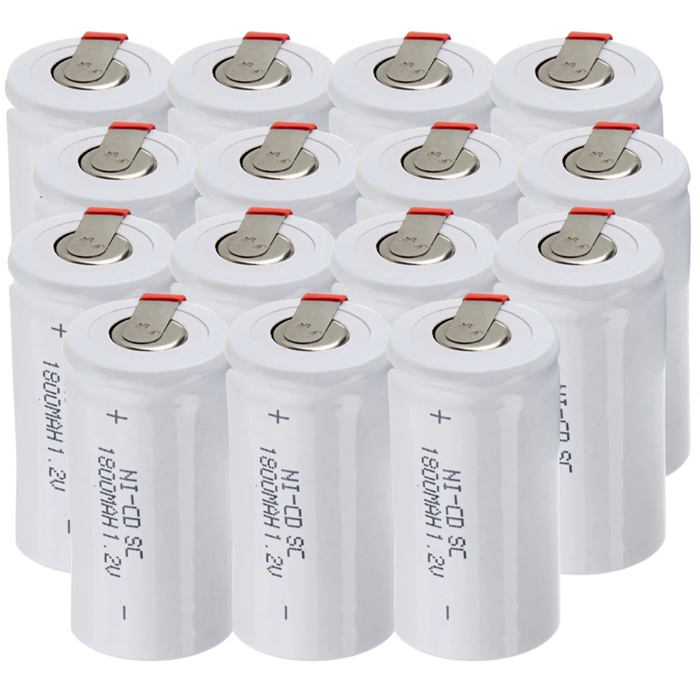 Самая низкая цена 15 шт аккумулятор SC 1 2 v батареи перезаряжаемые 1800 mAh nicd Батарея