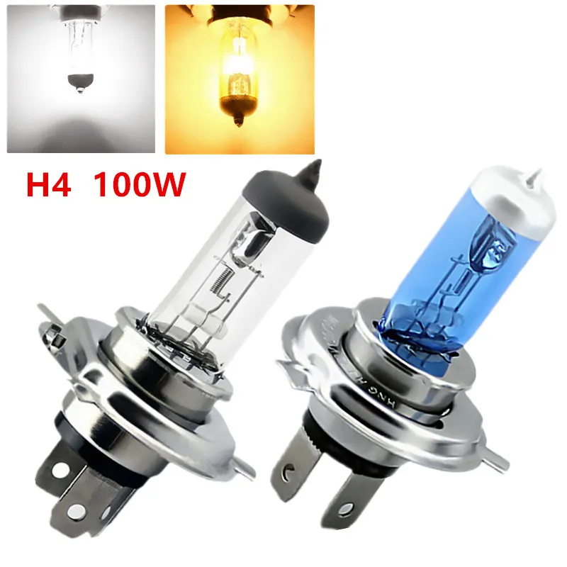 

12v Lighting h4 100w 4300k 6000k Cars pure white yellow halogen headlight bulbs fog styling