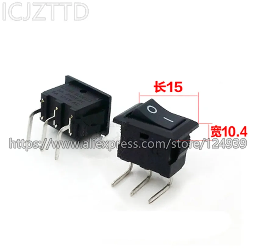 

10 шт. кулисный переключатель вкл. Выкл. Переключатель 3А 250В 3 контакта DIP KA-06 2 положения 7KA-0006 7KA-06 медные штифты для лодки кулисный переключате...