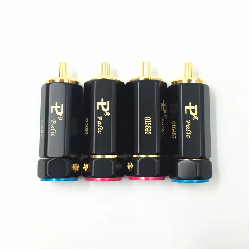 4pcs Palic High Quality Gold Plated RCA Plug Lock Collect Solder A/V Connector