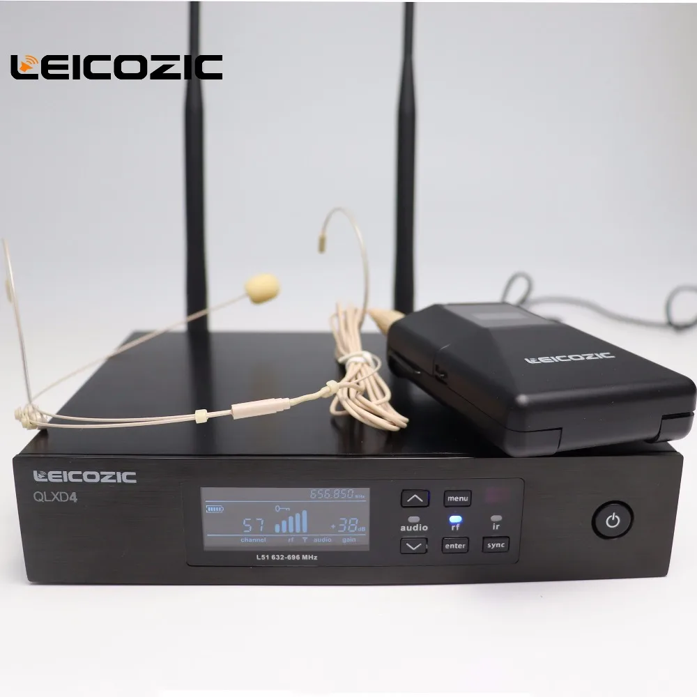 Leicozic профессиональная гарнитура беспроводной микрофон UHF Mic QLX D4 QLDX4 QLXD2 цифровой