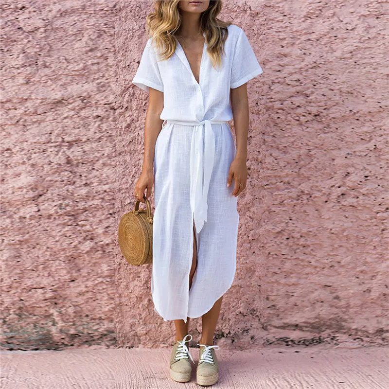 Женское свободное платье с коротким рукавом JAYCOSIN повседневное однотонное до