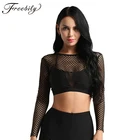 Соблазнительные сетчатые укороченные топы, Лидер продаж, модная короткая футболка, новинка 2018, соблазнительная Прозрачная Футболка, однотонная черная, синяя