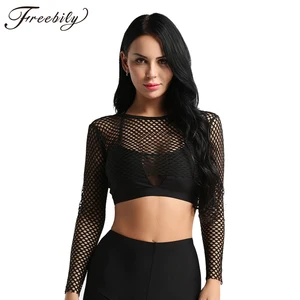 Соблазнительные сетчатые укороченные топы, Лидер продаж, модная короткая футболка, новинка 2018, соблазнительная Прозрачная Футболка, однотонная черная, синяя