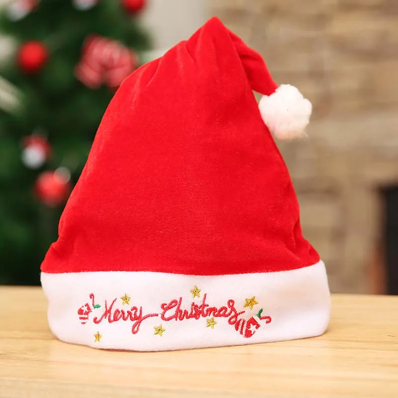 High Quality Thick Gold Velvet Embroidery Adult Christmas Hats Decorations for Home Party New Year Celebrations 10E | Дом и сад