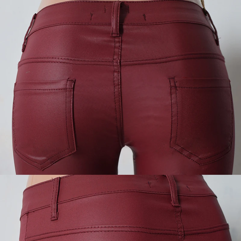 

Hot Fashion Red Coated jeans woman Pencil Pants high waist jeans for women denim jean pants skinny jeans woman pantalon femme