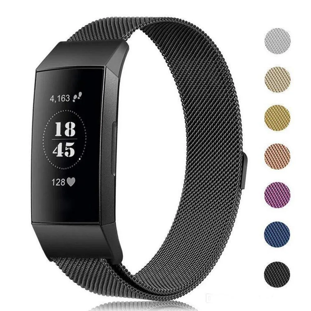 Сменный ремешок для Fitbit Charge 3 из нержавеющей стали магнитный Миланский Браслет на