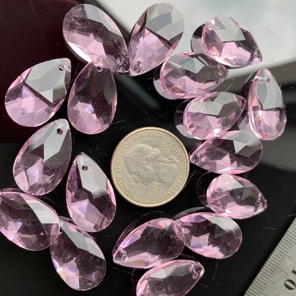 10 шт. Розовый стеклянный кристалл в форме слезы 20 мм часть люстры лампа призма
