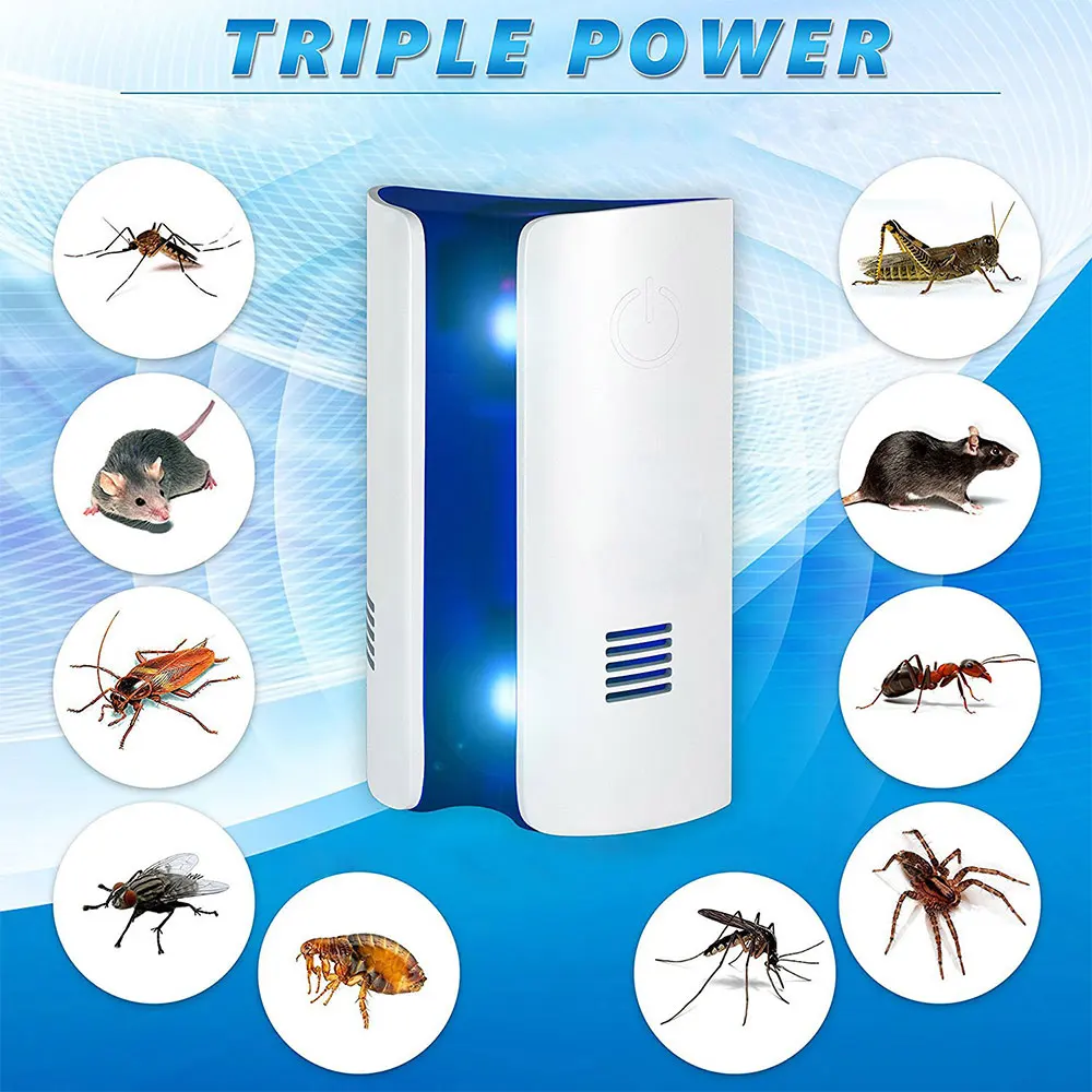 3Pcs Ultrasonic Anti Mosquito Insect Repeller Rat Mouse Cockroach Pest Reject Repellent EU/US Plug Control | Дом и сад
