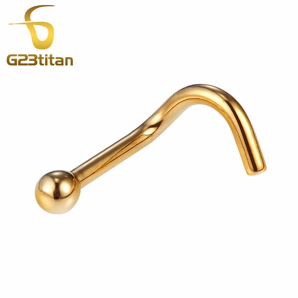 Nose Rings G23titan кольца для носа Nariz серьги ноздри пирсинг CZ Циркон Пронзительный нос винт изогнутый зубец Нос Кольца шпильки ювелирные изделия для тела - Окраска металла: Nose Rings