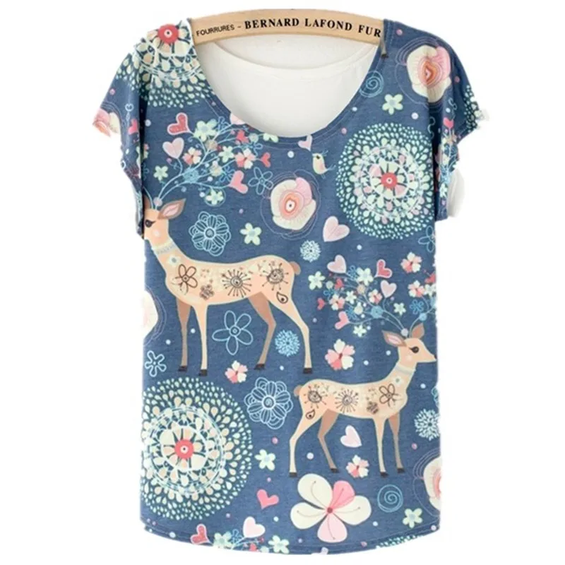 Женская футболка с коротким рукавом свободная хлопковая Футболка животным