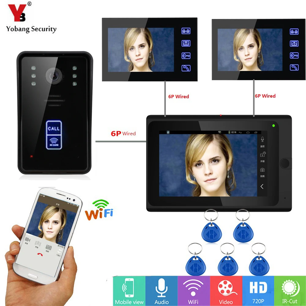 Yobang безопасность 7 дюймов смарт беспроводной проводной безопасности WIFI видео