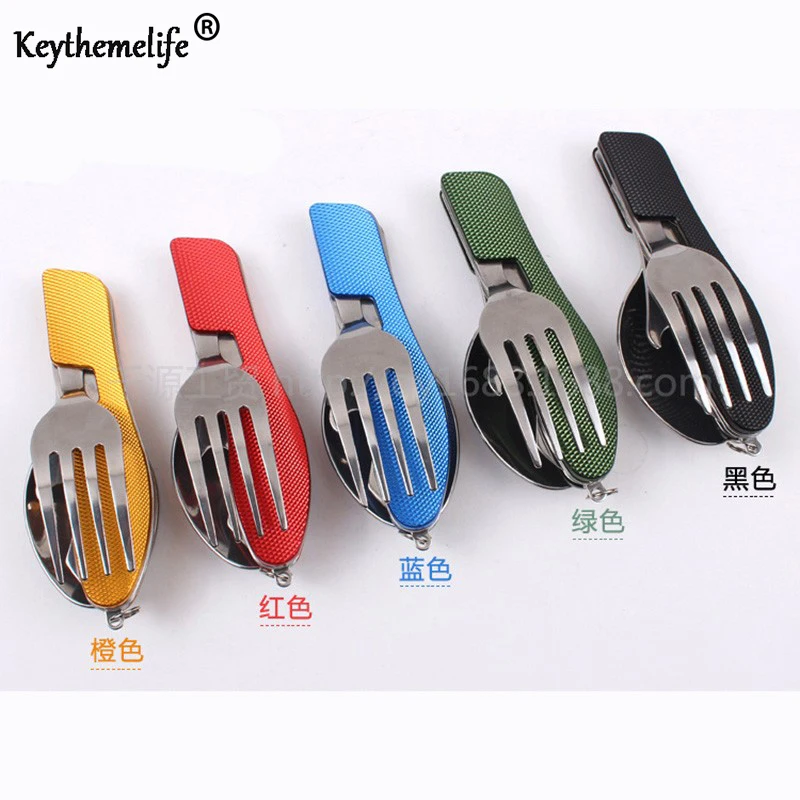 Keythemelife Портативные Инструменты для кемпинга складные столовые приборы нож вилка