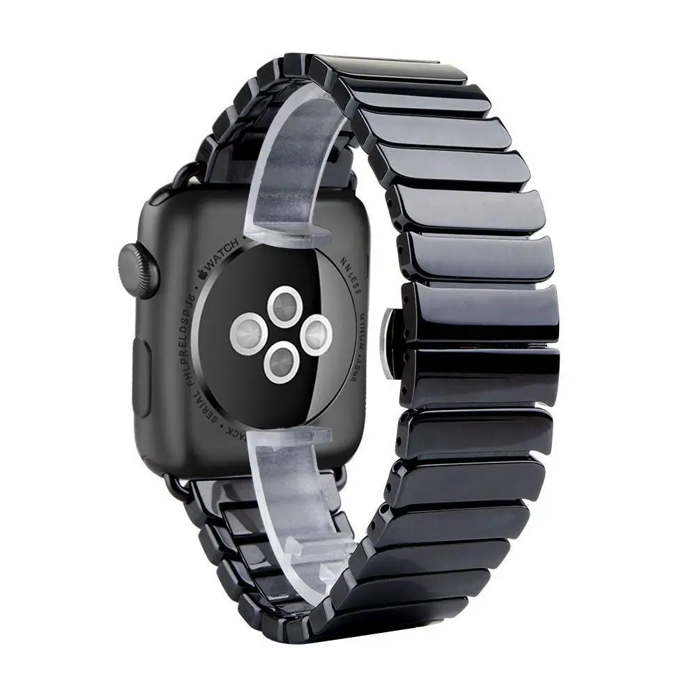 Керамический браслет JANSIN для apple watch, ремешок серии 5 4 3 2 1, ремешок для apple watch 38 мм/42 мм/40 мм/44 мм, пряжка-бабочка