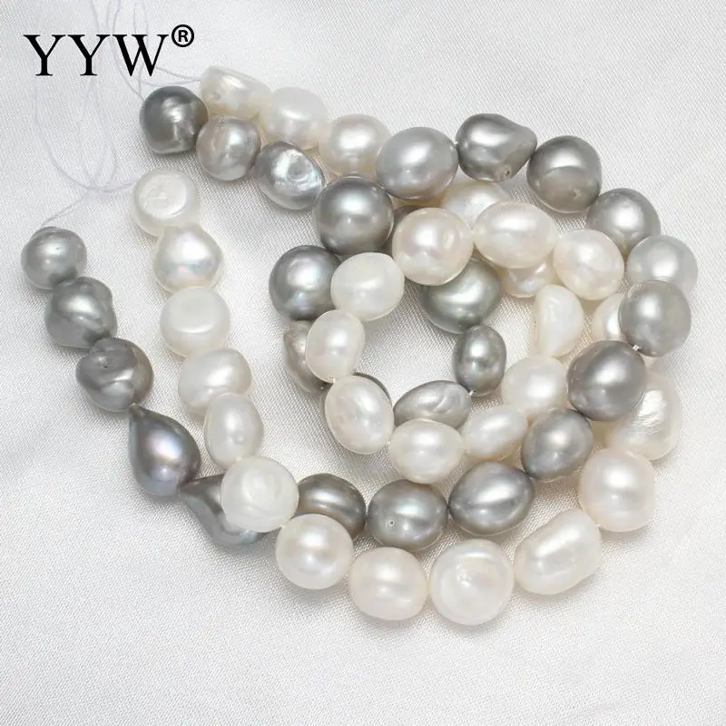 

High Quality Natural Freshwater Pearl Beads 13-15mm White Grey Baroque Pearl Beads For DIY Necklace Bracelat Jewelry Making