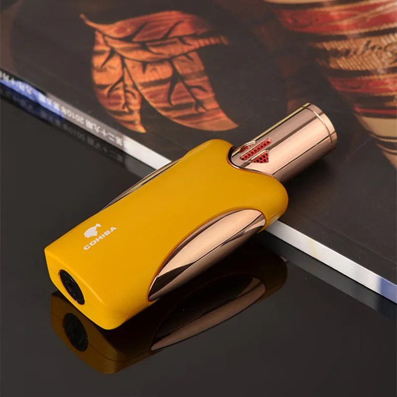 COHIBA четыре факела Зажигалка для сигары ветрозащитный многоразового бутан