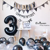 30 black number balloon foil balloons 0 1 2 3 4 5 6 7 8 9 black birthday anniversary celebration baby shower party balloons