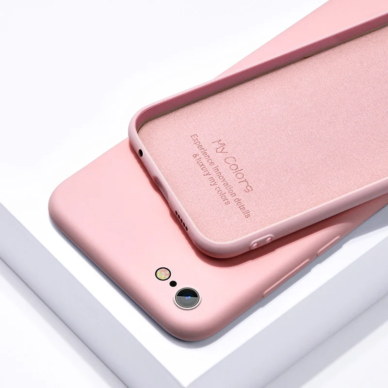 Pink Силиконовый Жидкий чехол для телефона для iPhone 6 6S 7 8 Plus 5 5S SE 4 4S мягкий чехол для iPhone X XR 11 Pro XS Max чехол для девочек и мужчин - Цвет: Pink