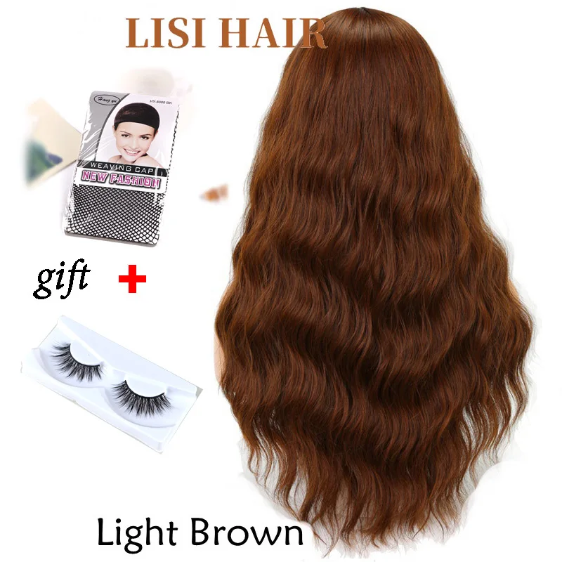 9146LightBrown LISI волосы длинные волны челка черный коричневый 8 цветов доступны парики для женщин синтетические волосы высокая температура волокна - Цвет: 9146LightBrown
