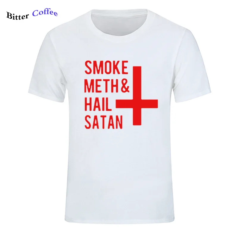 4 Новое модное платье с принтом дым мет и с надписью «Hail satan» Перевернутый крест забавная футболка с рисунком, хлопковая футболка с короткими рукавами, футболка с длинными рукавами размера плюс, модные футболки, топы - Цвет: 4