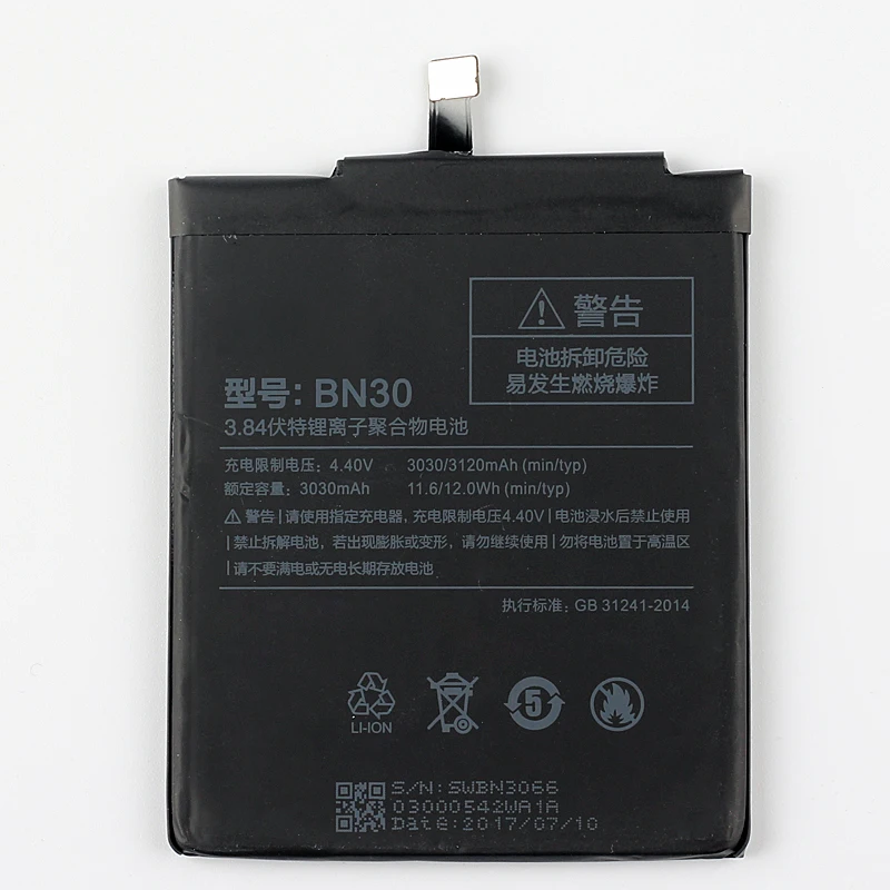 ISUNOO Новый аккумулятор для телефона Xiaomi Redmi Hongmi Redrice 4A батарея BN30 3030 мАч с