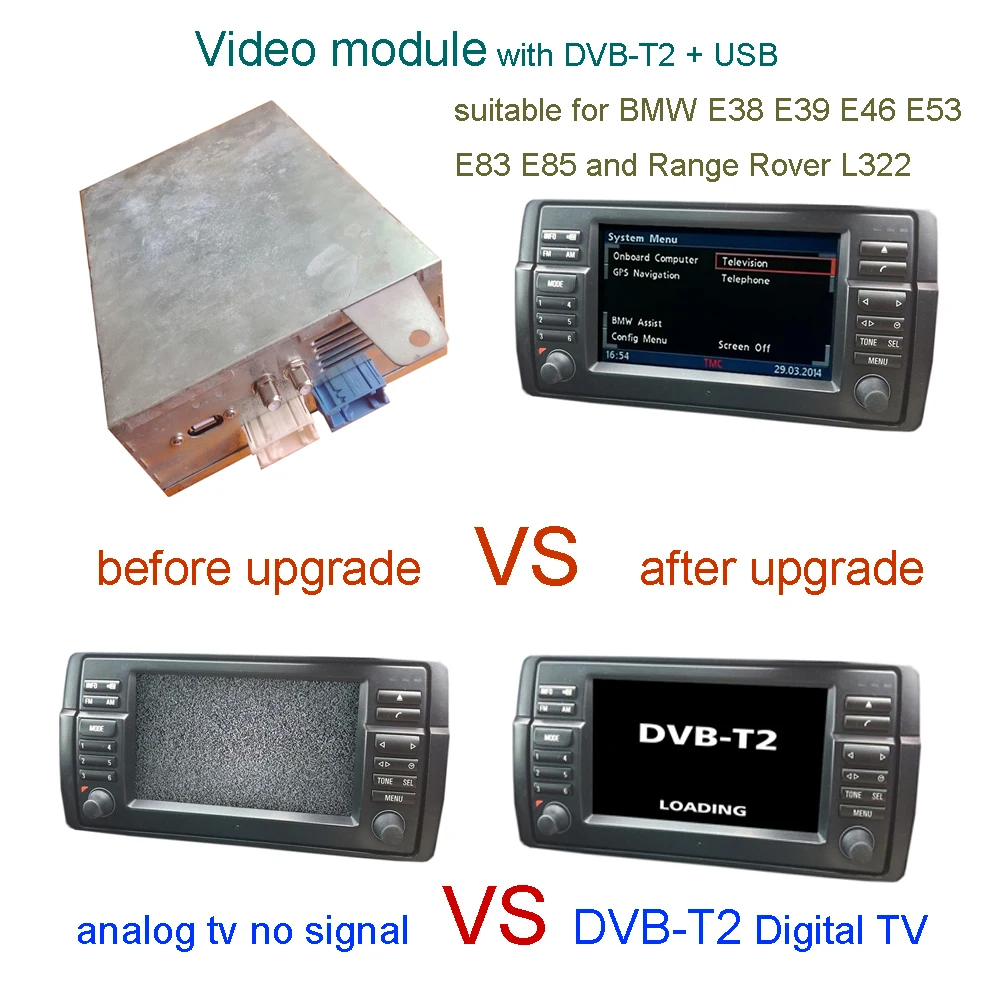 

Video Module With DVB-T2 TV For BMW E38 E39 E46 E53 E83 E85 Range Rover L322