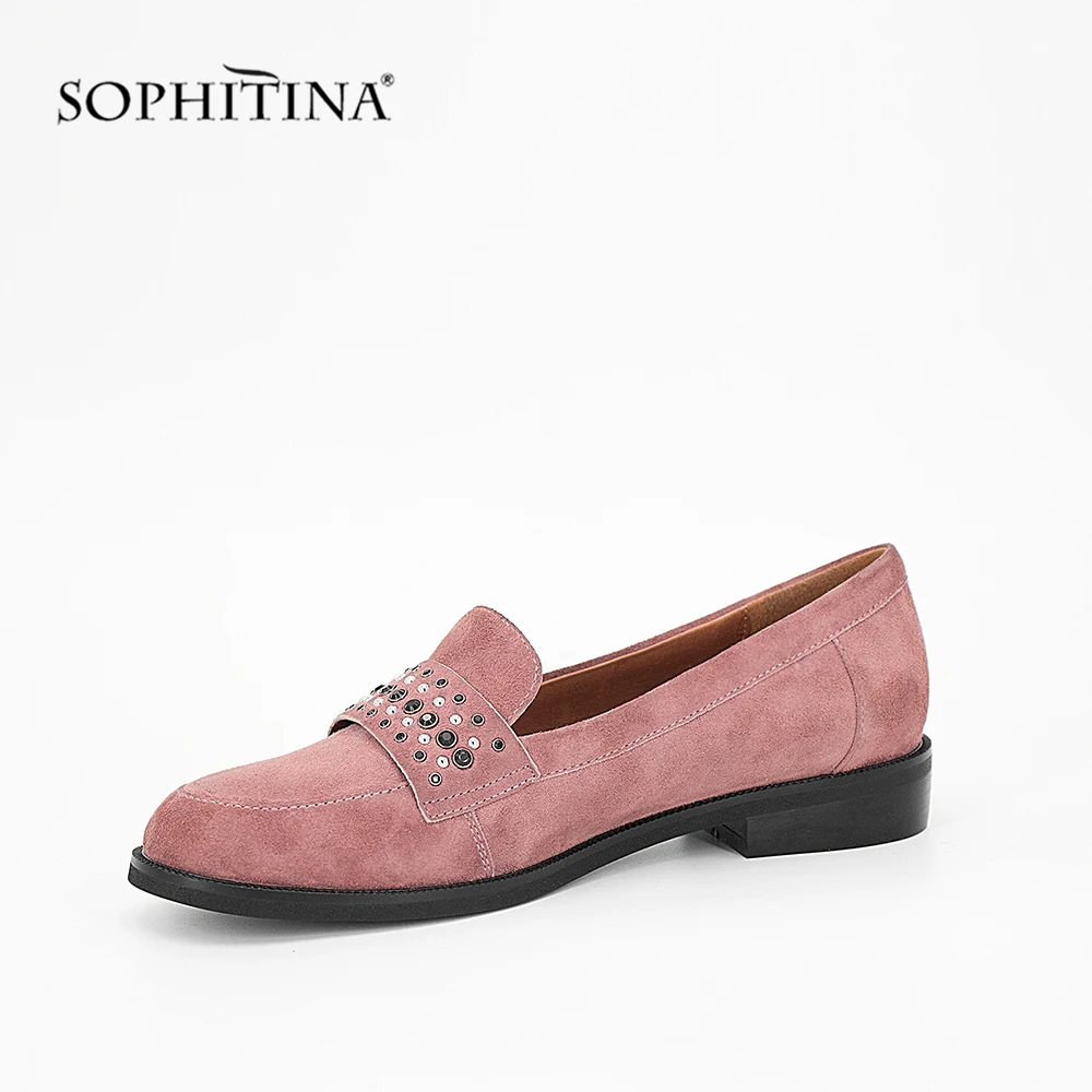 SOPHITINA/2019 г. Ручная работа из натуральной кожи на плоской подошве розовый цвет для