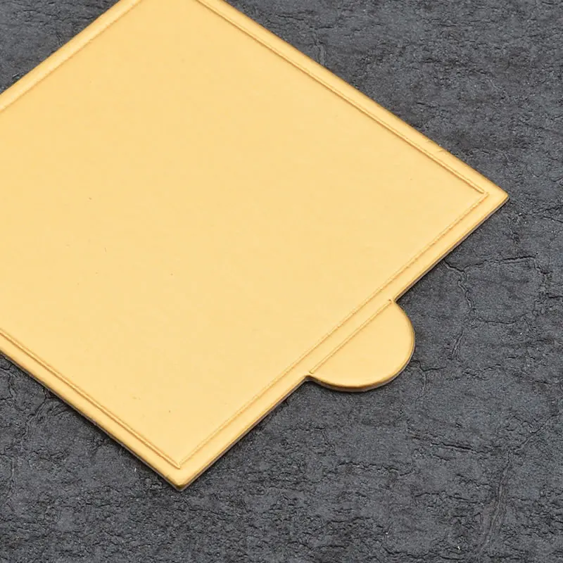 OBRKING 100pcs/Set Square Mousse Cake Boards Gold Cardboard Tray Cupcake Dessert Displays Pastry Holder Stand |