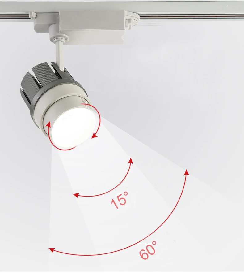 

6pcs Focus adjustable 30W COB LED Track Light spotlight Aluminum led rail ceilling lamp for Clothing Exhibition Shop AC85-265v