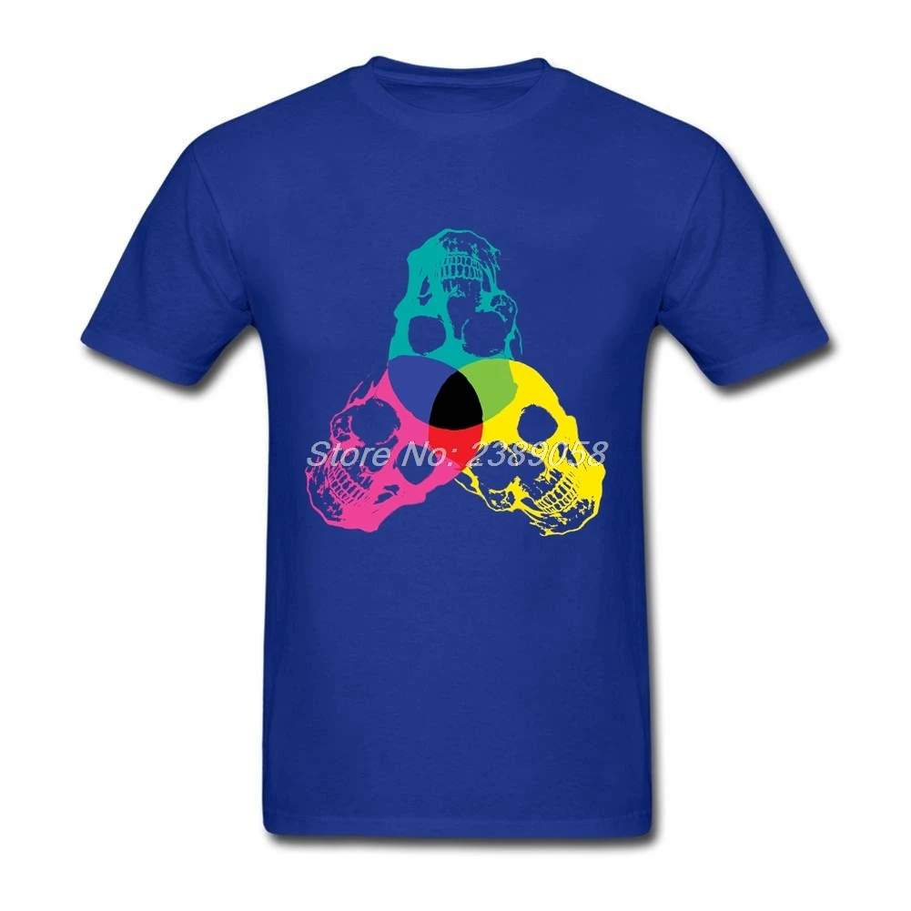 Новая брендовая мужская футболка на заказ хипстерский принт CMYK Skulls Мужская