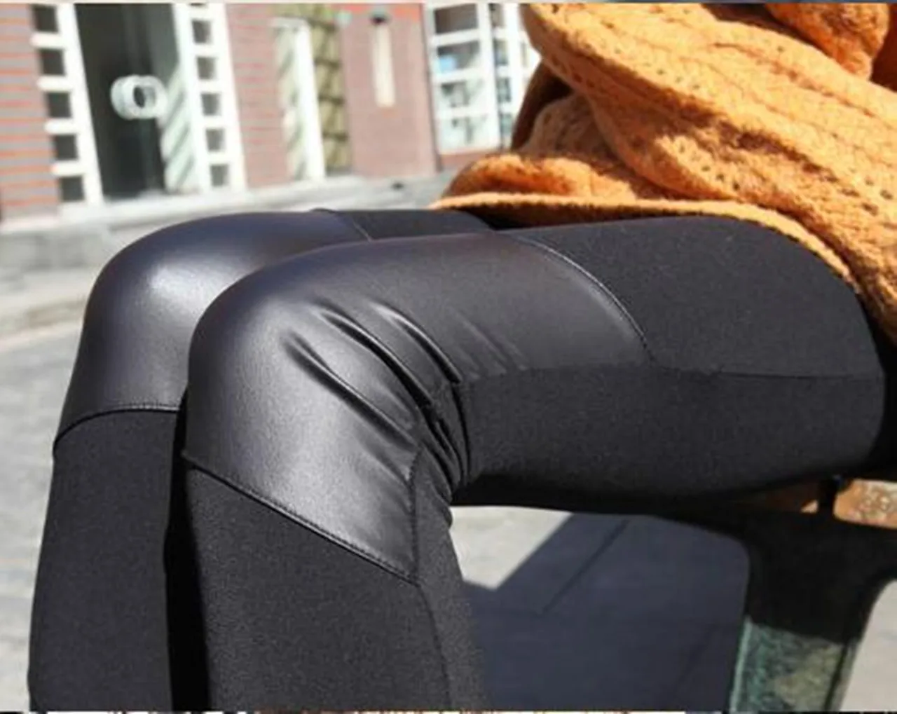 Babbytoro женские леггинсы черные брюки 2021 Мода Jeggings Стич из искусственной кожи