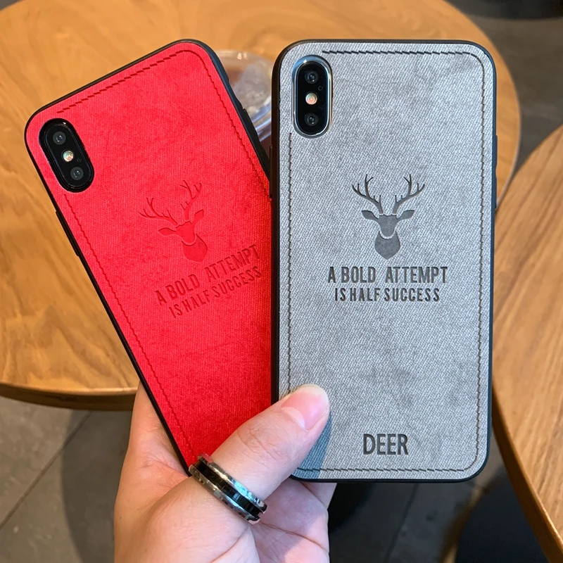 Ультратонкий тканевый чехол из мягкого ТПУ с 3D рисунком оленя для iPhone 6 6s SE 7 8 Plus X XS