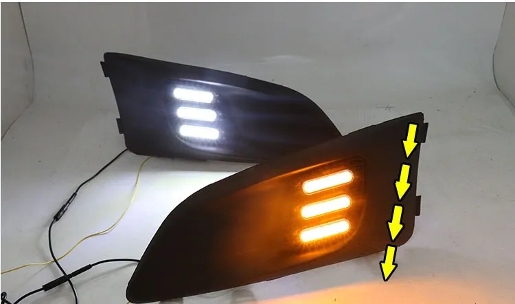 EOsuns led drl Дневной ходовой светильник для Chevrolet Aveo 2011-2013 с динамическим движущимся желтым поворотником и синим ночным светильник