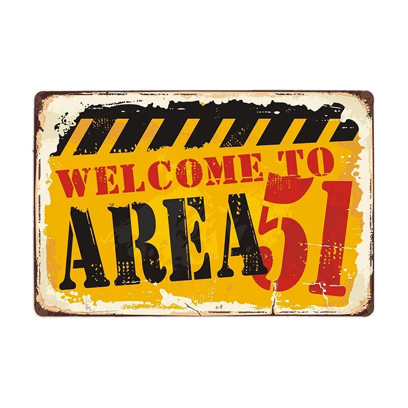 Предупреждение Area 51 металлическая жестяная вывеска НЛО Винтаж стенные бляшки