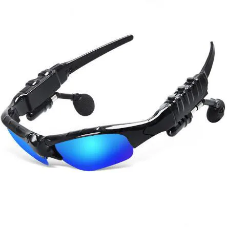 Blue lens sunglass Спорт стерео BT4.0 очки Bluetooth солнцезащитные очки BT Hands Free открытый MP3 для верховой езды Беспроводной солнцезащитные очки наушники музыка - Цвет: Blue lens sunglass