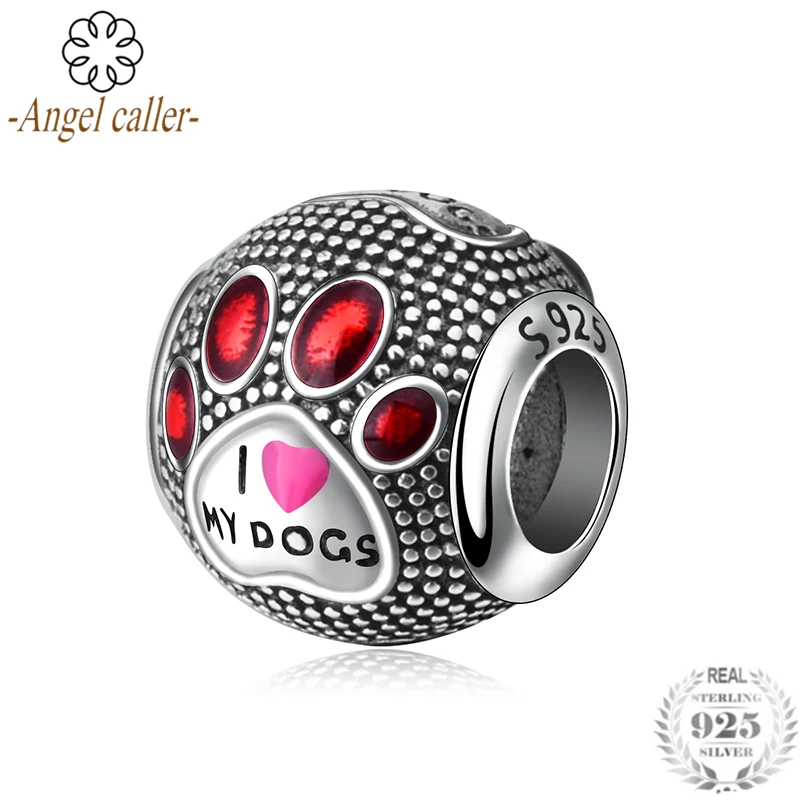 Angel Caller 925 Sterling Silver Charms Pets Footprint S925 Bead Charm fit Bracelets &amp Bangles for Women Jewelry Gift Z068 | Украшения и