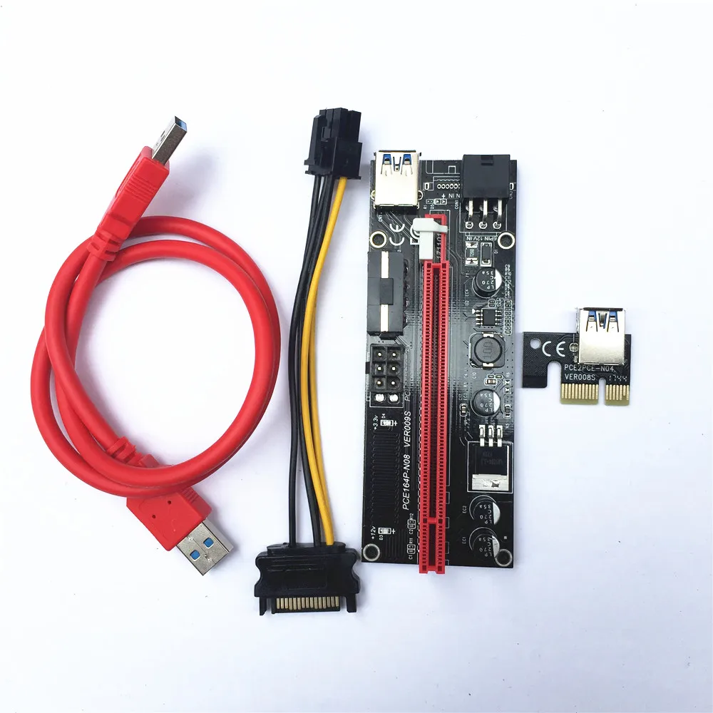 30 шт. 009 S стояк PCIe pci e PCI Express Riser Card 1X 4x 8x 16x USB 3.0 кабель 6 булавки SATA Питание для БТД